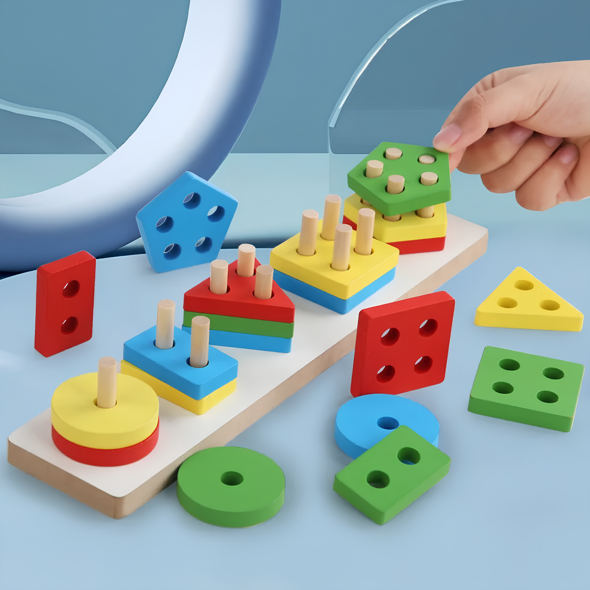 Pikka Toys Ahşap Geometrik Şekiller Sıralama Oyuncağı
