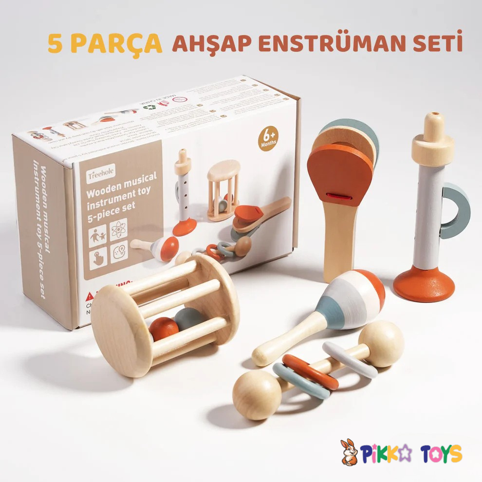 Pikka Toys Ahşap Enstrüman Seti-5 Parça