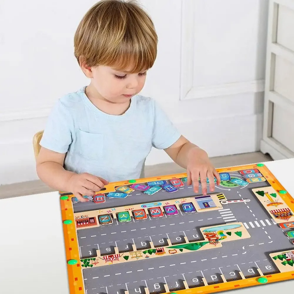 Pikka Toys Manyetik Ahşap Harfli Araba Labirenti