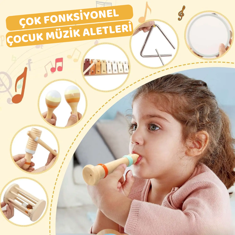 Pikka Toys Ahşap Müzik Aleti Seti-7 Adet