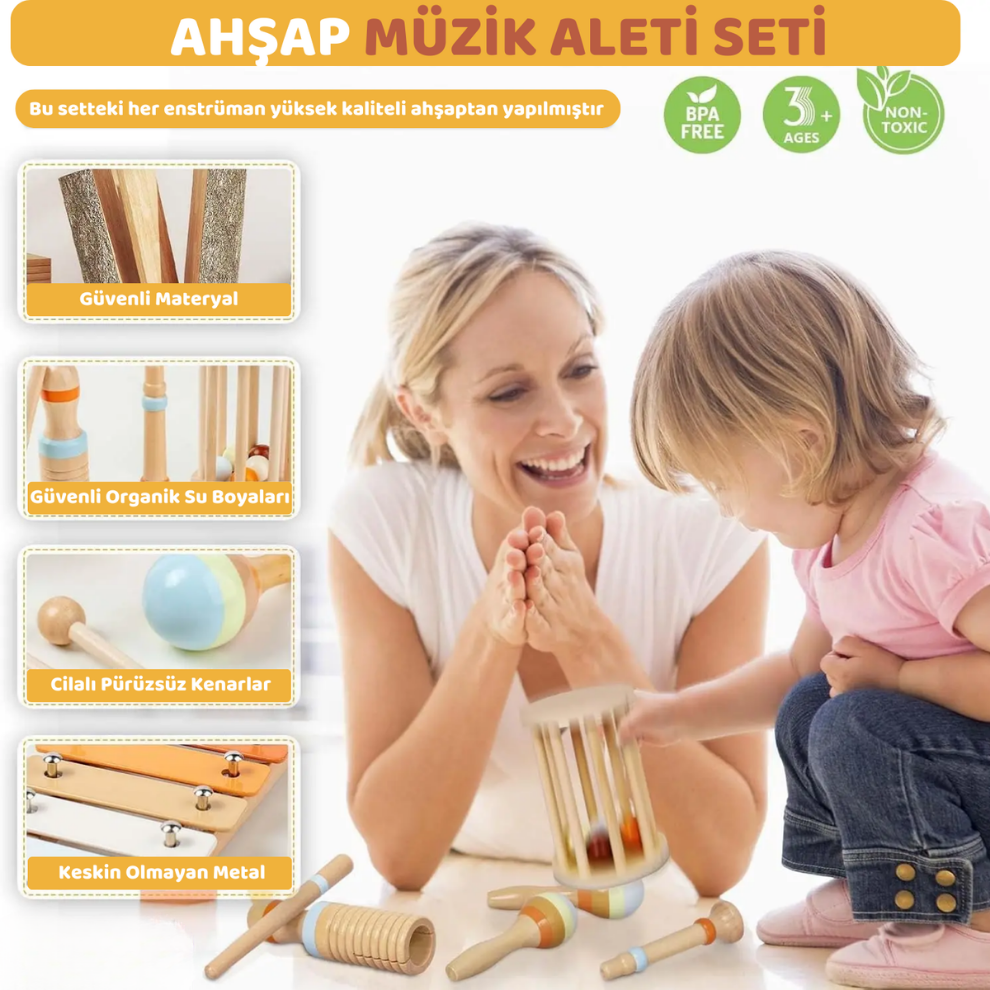 Pikka Toys Ahşap Müzik Aleti Seti-7 Adet