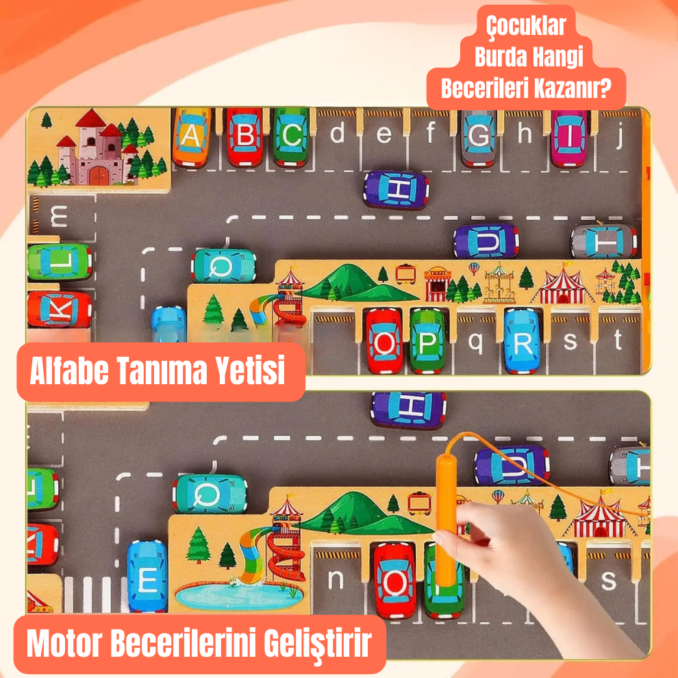 Pikka Toys Manyetik Ahşap Harfli Araba Labirenti