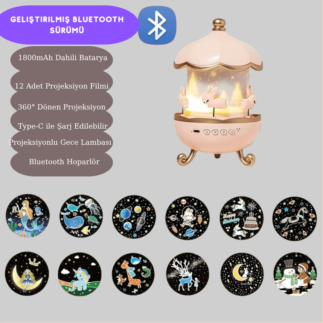 Pikka Toys Bluetooth Işıklı Gece Lambası ve Projeksiyon Şarjlı