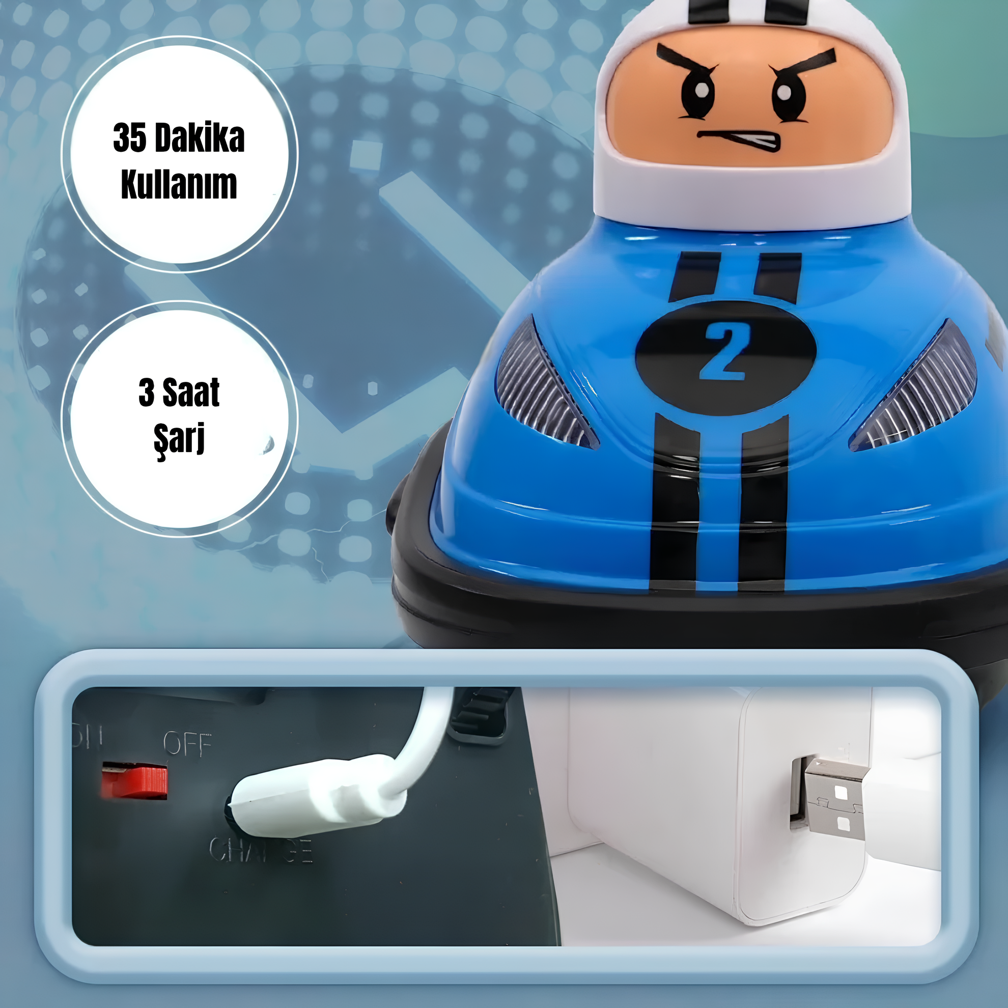 Pikka Toys Şarjlı Çarpışan Arabalar – 2’li Kumandalı Set
