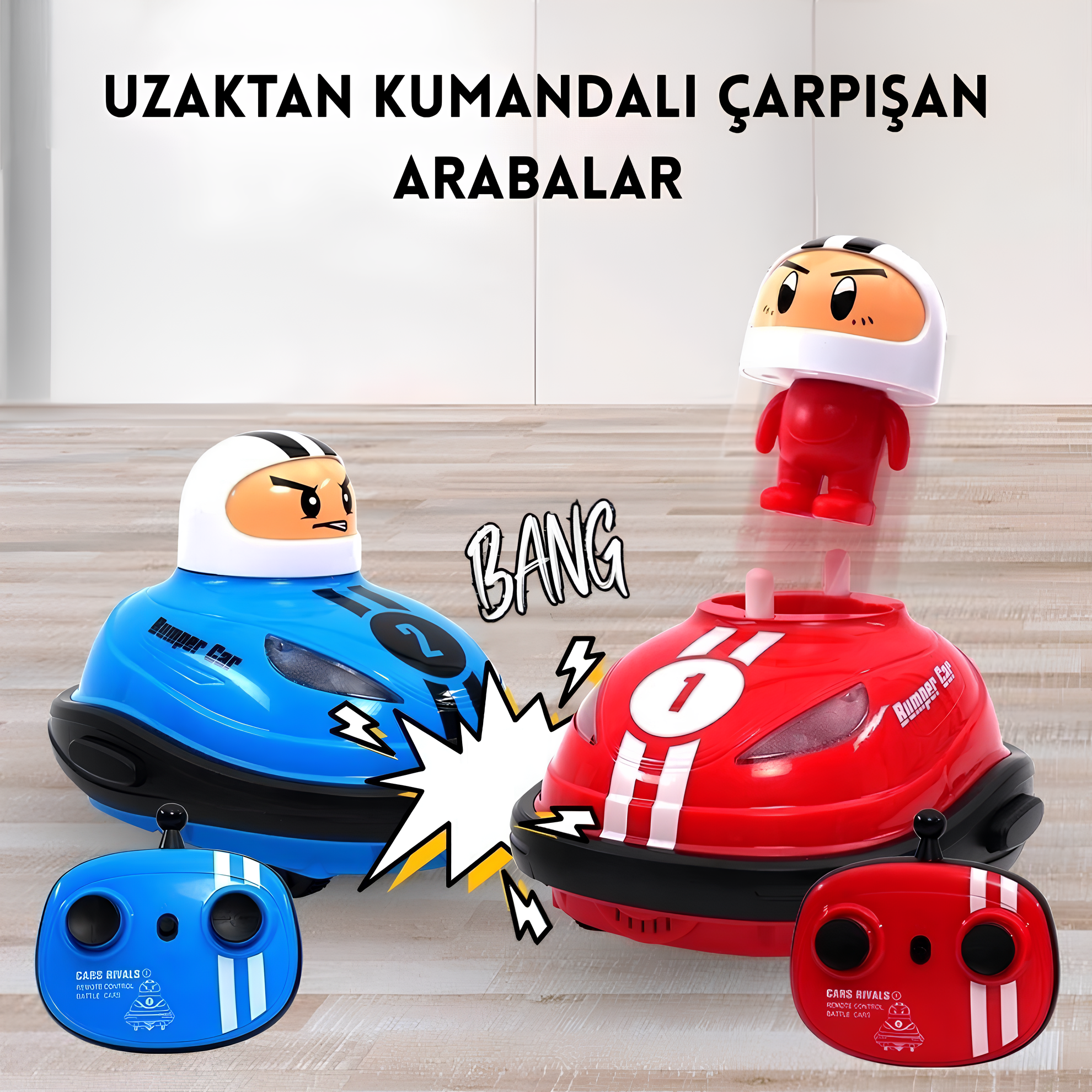 Pikka Toys Şarjlı Çarpışan Arabalar – 2’li Kumandalı Set
