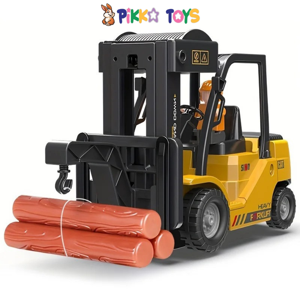 Pikka Toys Duman Efektli Şarjlı Forklift Oyuncak – Kumandalı İnşaat Serisi