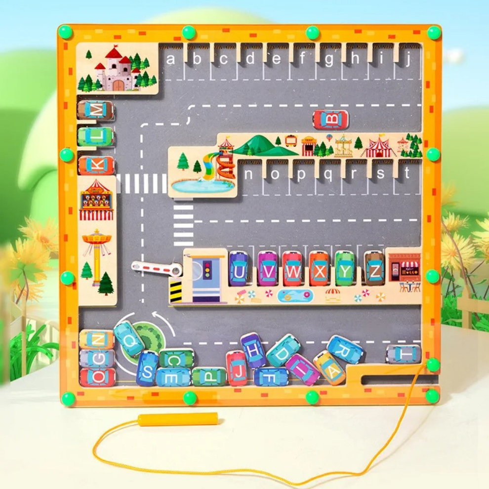 Pikka Toys Manyetik Ahşap Harfli Araba Labirenti
