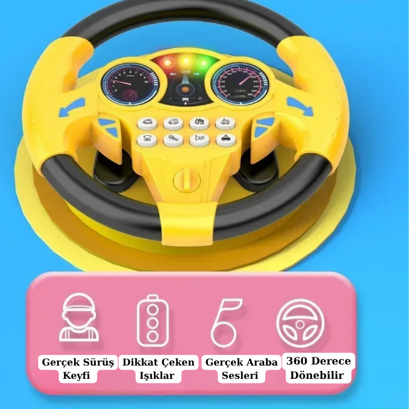 Pikka Toys  360° Dönebilen Işıklı ve Sesli Oyuncak Direksiyon