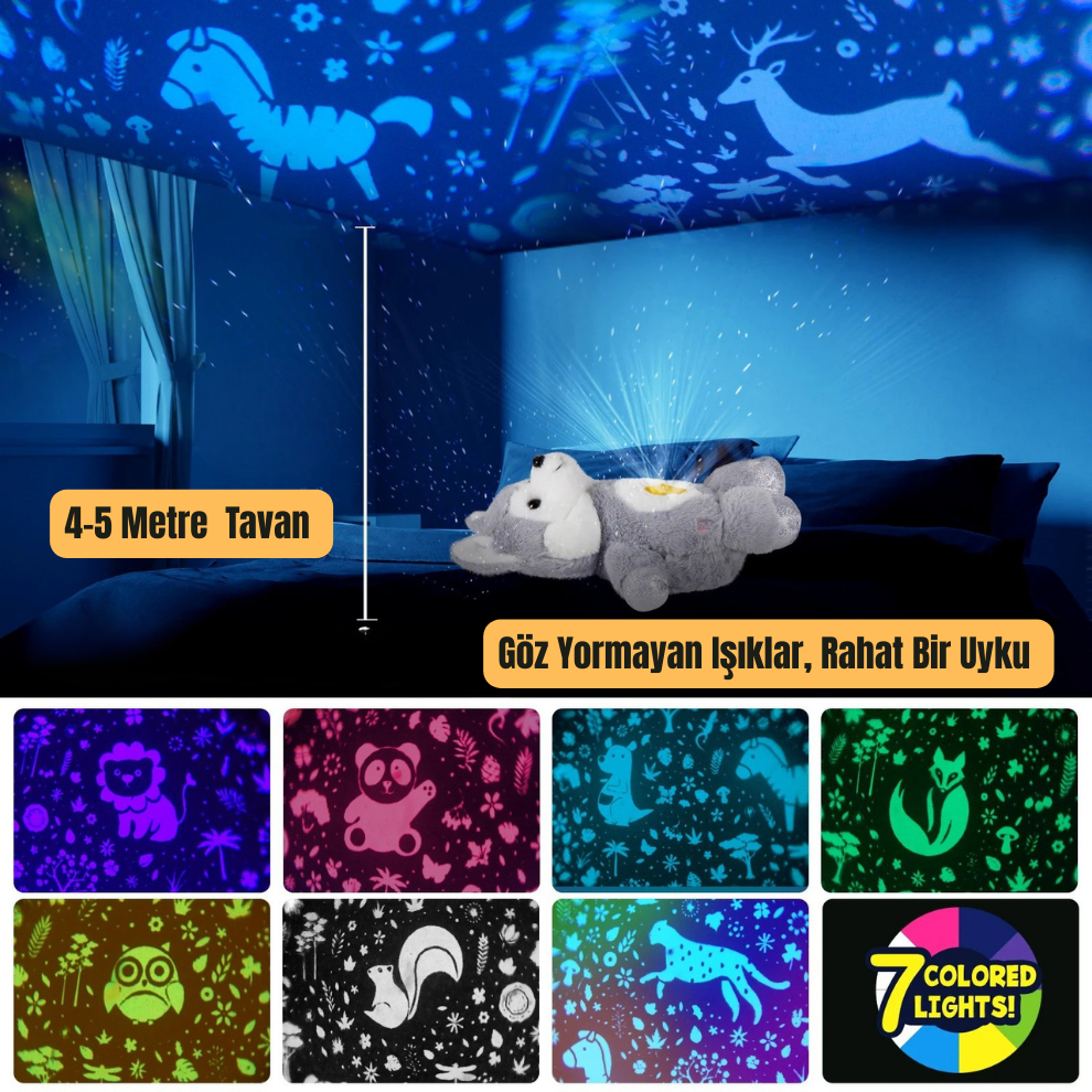 Pikka Toys  Işıklı Müzikli Yansıtmalı Peluş Gece Arkadaşı
