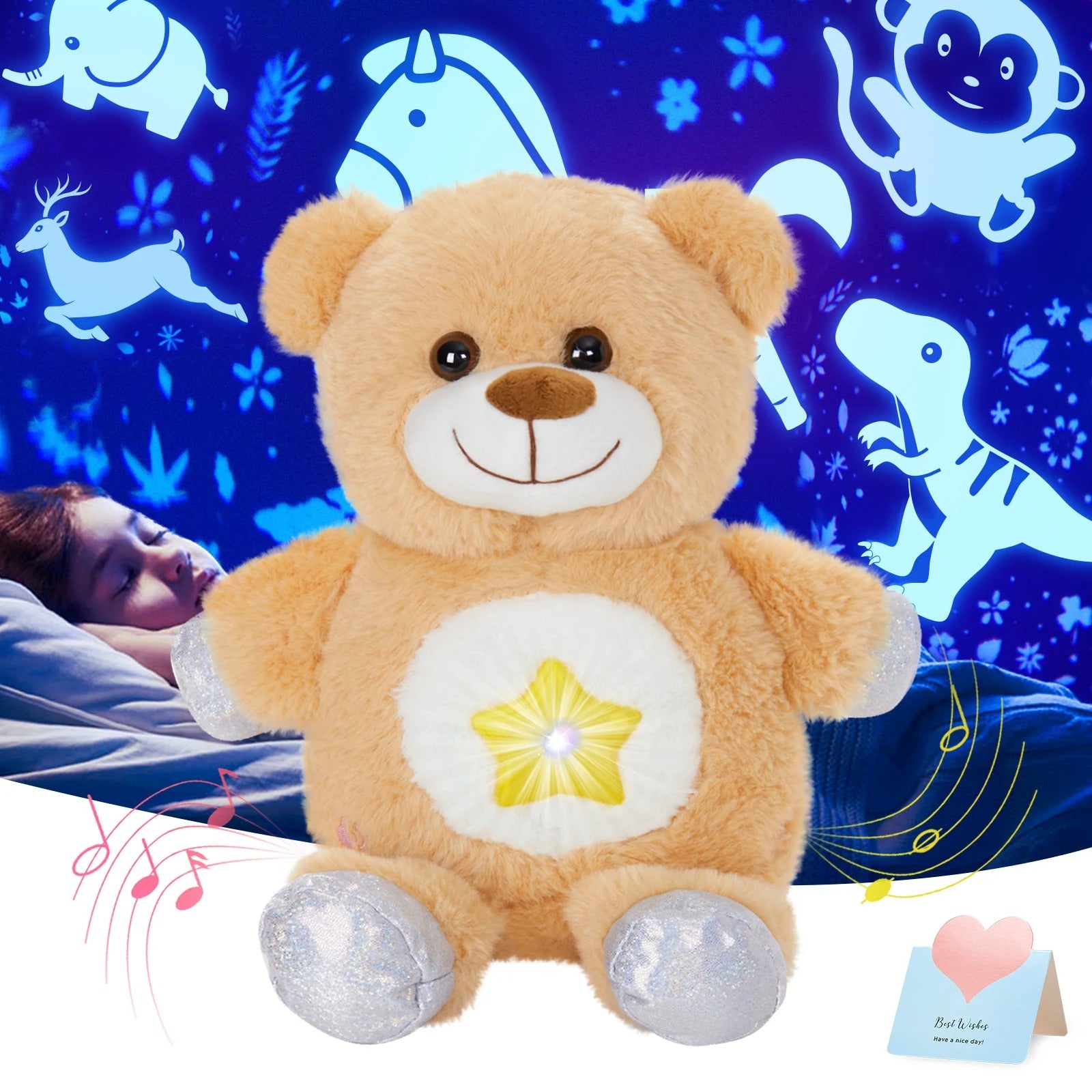 Pikka Toys  Işıklı Müzikli Yansıtmalı Peluş Gece Arkadaşı